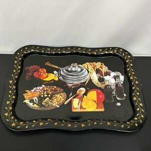 Vintage Coca Cola Fondue Cheese Party Black Metal Tv Serving Tray 1950's 1960's
